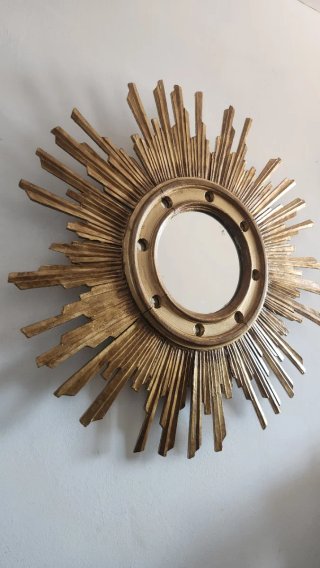 Espejo Sol Antiguo Madera Dorado