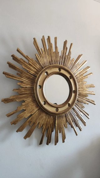 Espejo Sol Antiguo Madera Dorado