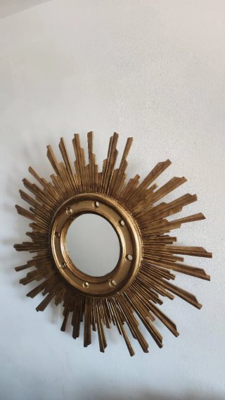 Espejo Sol Antiguo Madera Dorado