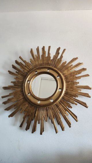 Espejo Sol Antiguo Madera Dorado