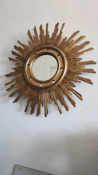 Espejo Sol Antiguo Madera Dorado