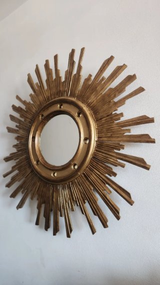 Espejo Sol Antiguo Madera Dorado