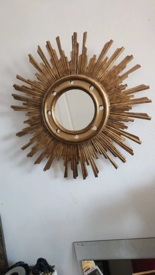 Espejo Sol Antiguo Madera Dorado
