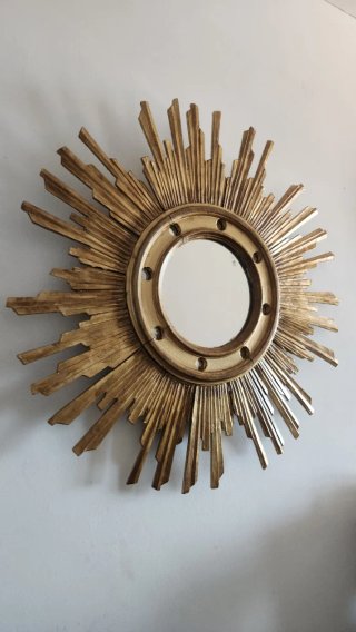 Espejo Sol Antiguo Madera Dorado