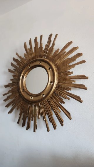 Espejo Sol Antiguo Madera Dorado