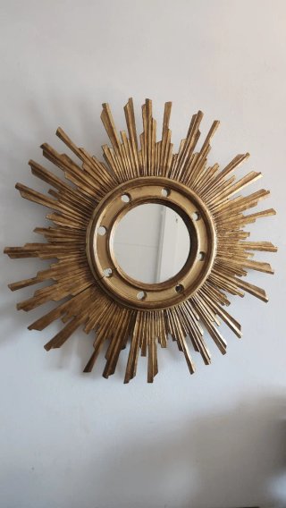 Espejo Sol Antiguo Madera Dorado