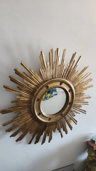 Espejo Sol Antiguo Madera Dorado