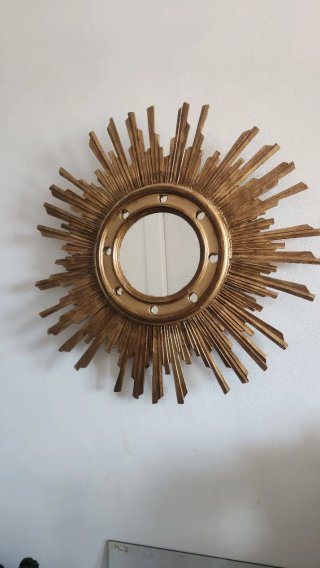 Espejo Sol Antiguo Madera Dorado