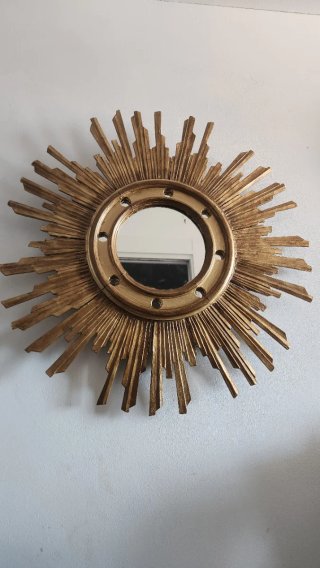 Espejo Sol Antiguo Madera Dorado