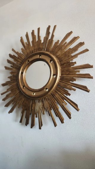 Espejo Sol Antiguo Madera Dorado
