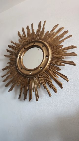 Espejo Sol Antiguo Madera Dorado