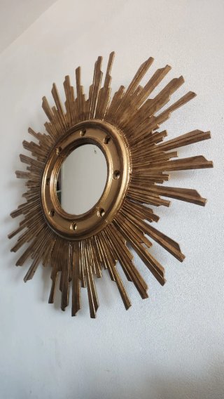 Espejo Sol Antiguo Madera Dorado