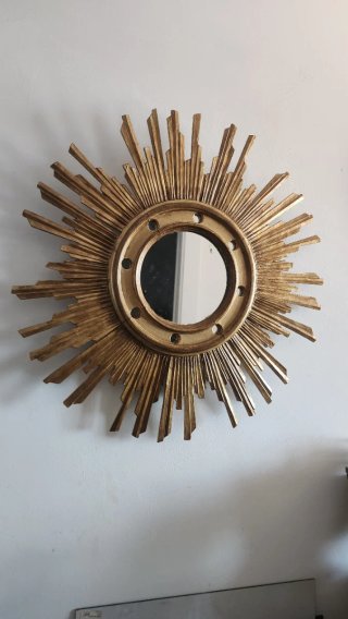 Espejo Sol Antiguo Madera Dorado