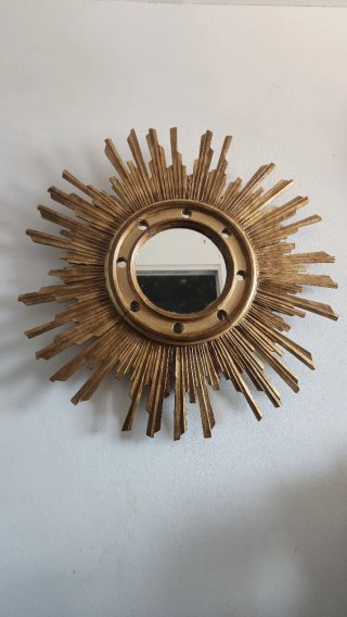 Espejo Sol Antiguo Madera Dorado