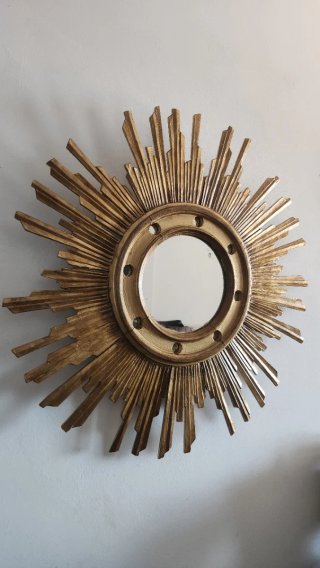 Espejo Sol Antiguo Madera Dorado