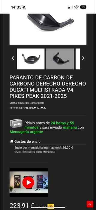 Guardamanos Carbono Ducati Multistrada V4 Original