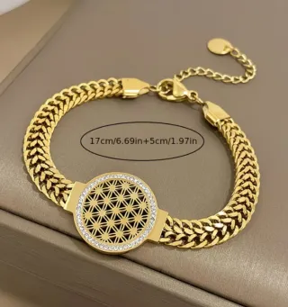 Pulsera Acero Chapado Oro con Circonitas