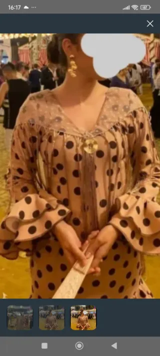 Traje de flamenca lunares beige y marrón