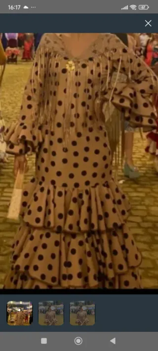 Traje de flamenca lunares beige y marrón