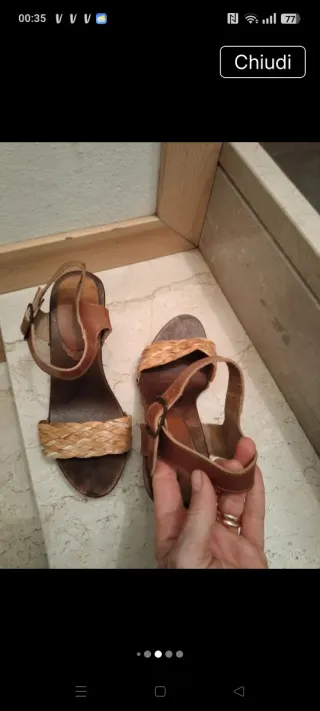 Sandali donna in legno e pelle, con plateau 38/39