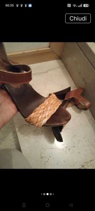 Sandali donna in legno e pelle, con plateau 38/39