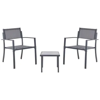 Conjunto 2 Sillas y Mesa Jardín Gris