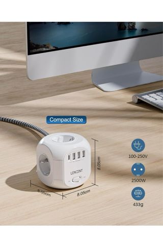 Chollo! Regleta Enchufes LENCENT Cubo 2M Plano