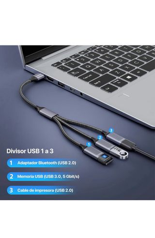 Chollo! Divisor Cable USB KiwiBird 1 a 3