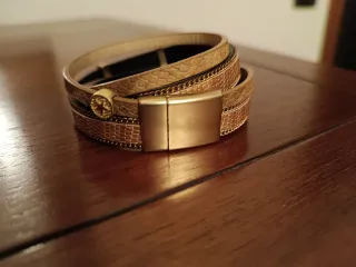 Bracciale donna beige e oro