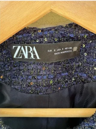 Chaleco Zara Tweed Azul Marino