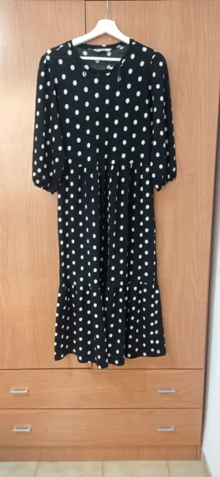 Vestido largo lunares negro y blanco