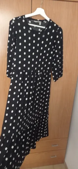 Vestido largo lunares negro y blanco