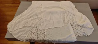 Vestido largo blanco con vuelo y encaje Talla T2