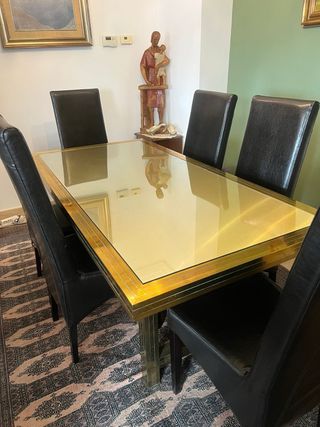 Mesa comedor cristal efecto oro