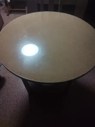 Mesa de camilla madera cristal falda