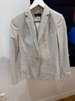 Blazer Massimo Dutti Rayas Gris y Blanco