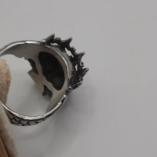 Anello teschio con corona acciaio inox