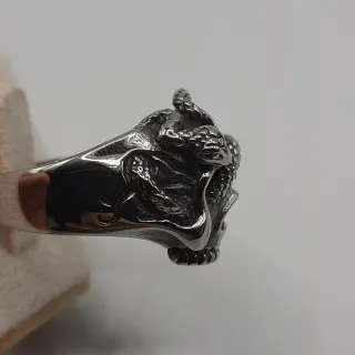 Anello Teschio Serpente Acciaio Inox Misura 21.4mm