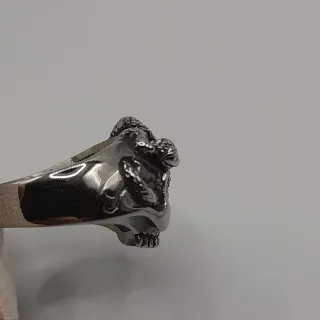 Anello Teschio Serpente Acciaio Inox Misura 21.4mm