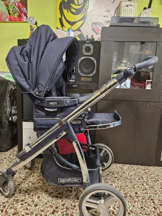 Carrito Bebé con 2 accesorios Bébécar Azul Marino