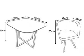 Mesa cristal templado y 4 sillas grises
