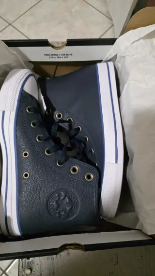 Converse All Star Pelle Blu Hi