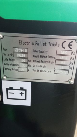 Transpaleta Eléctrica Litio 1.5T Nueva