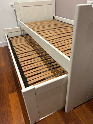 Cama nido madera lacada blanca con almacenaje