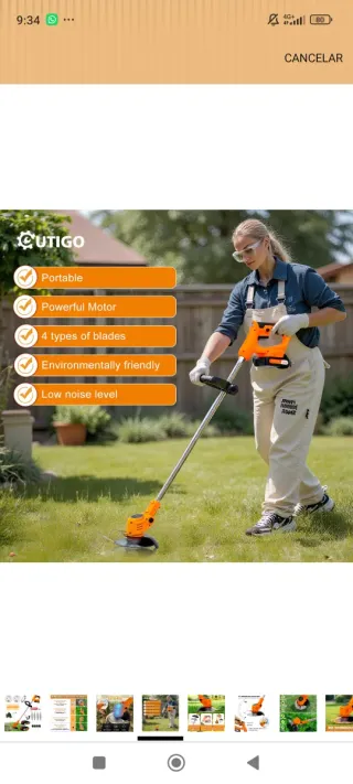 Cortacésped Desbrozadora OUTIGO Inalámbrica