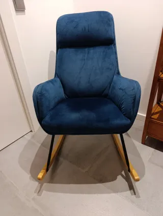 Butaca Mecedora Azul Terciopelo