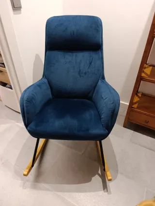Butaca Mecedora Azul Terciopelo