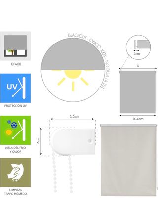 Estor enrollable opaco gris 160x175cm