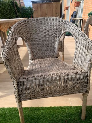 4 Sillas Mimbre Exterior Marrón