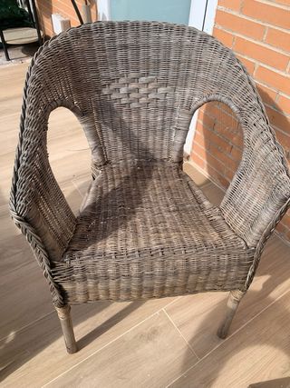 4 Sillas Mimbre Exterior Marrón